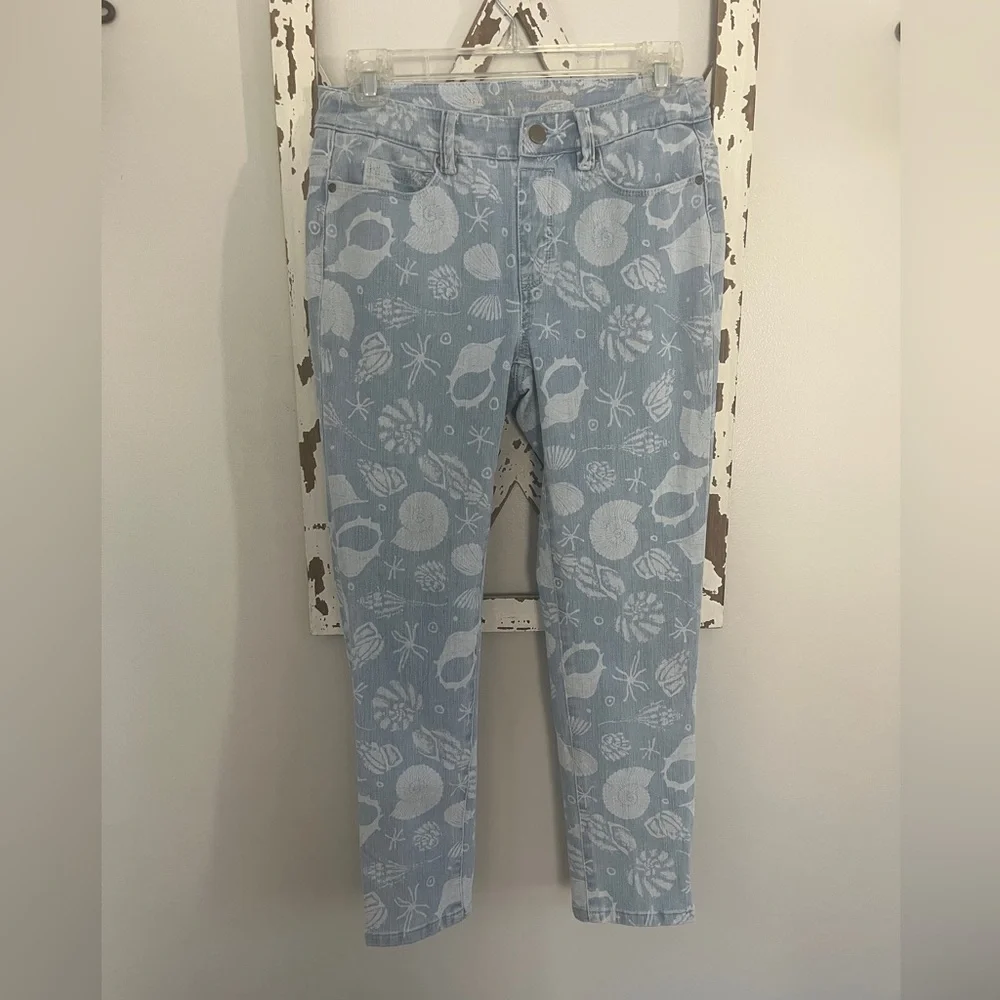 Soft‎ Surroundings Seashell Print Captiva Jeggings Petite XS Skinny Jeans